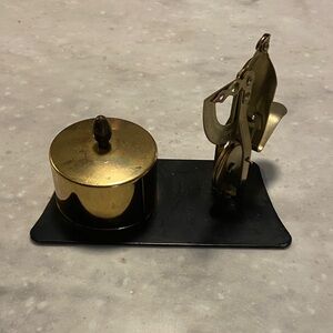 Vintage Brass Postage Stamp Roll Holder Dispenser 2oz Letter Scale Weight